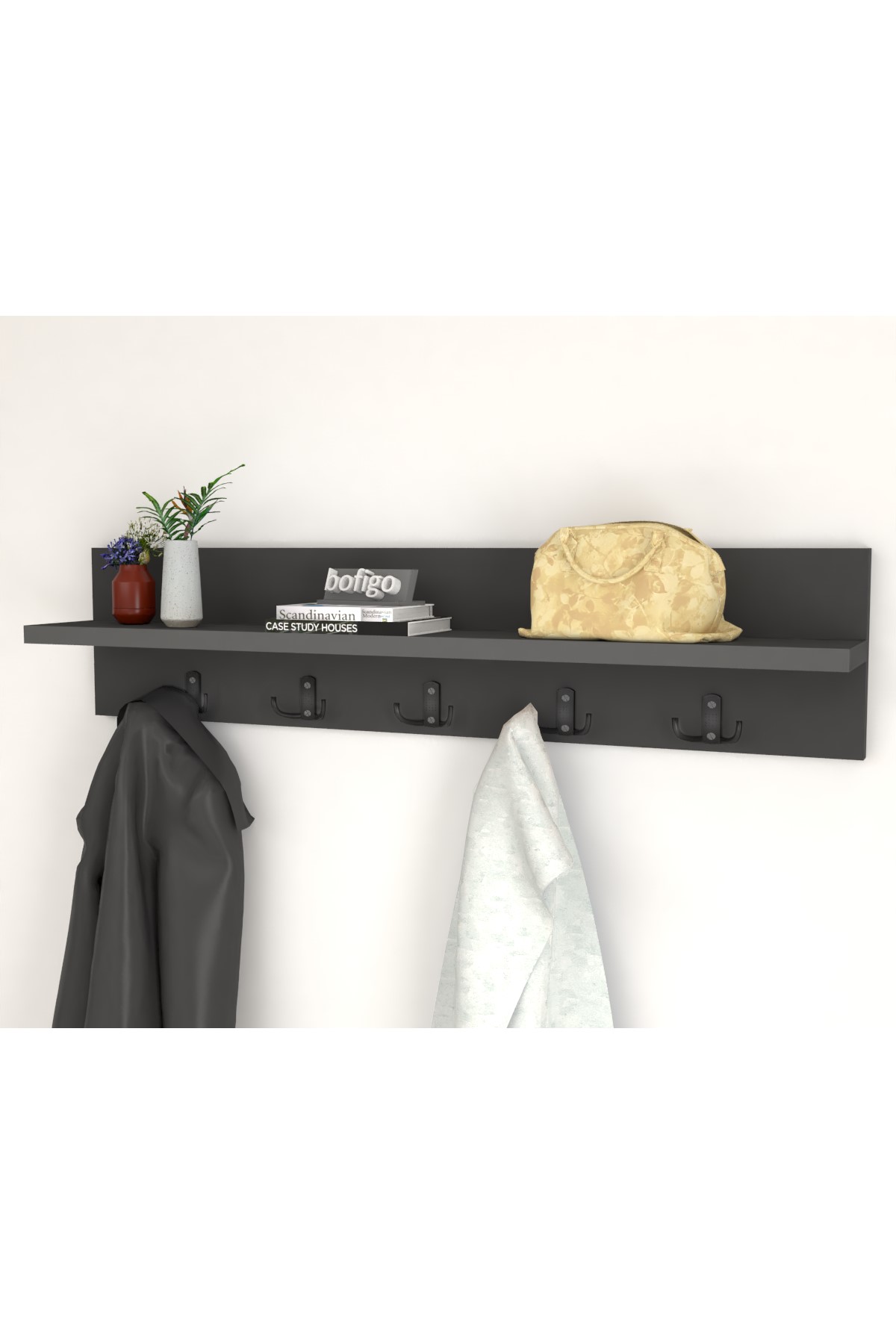 21-12-08 Wall Mounted Clothes Hanger 80 cm ANTHRACITE