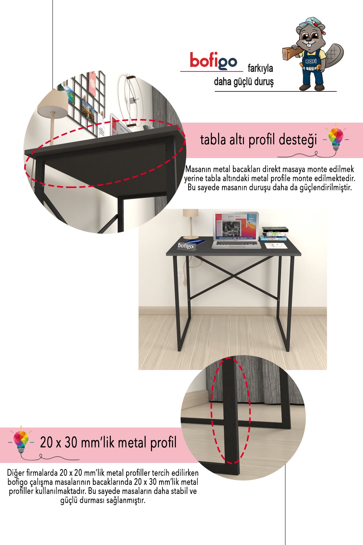 20-01-08 60x90 Cm Metal Study Desk ANTHRACITE