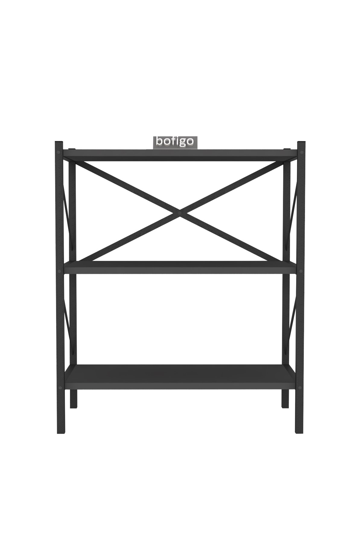 Bofigo Dekoratif 3 Raflı Kitaplık Metal Kitaplık Perge Antrasit