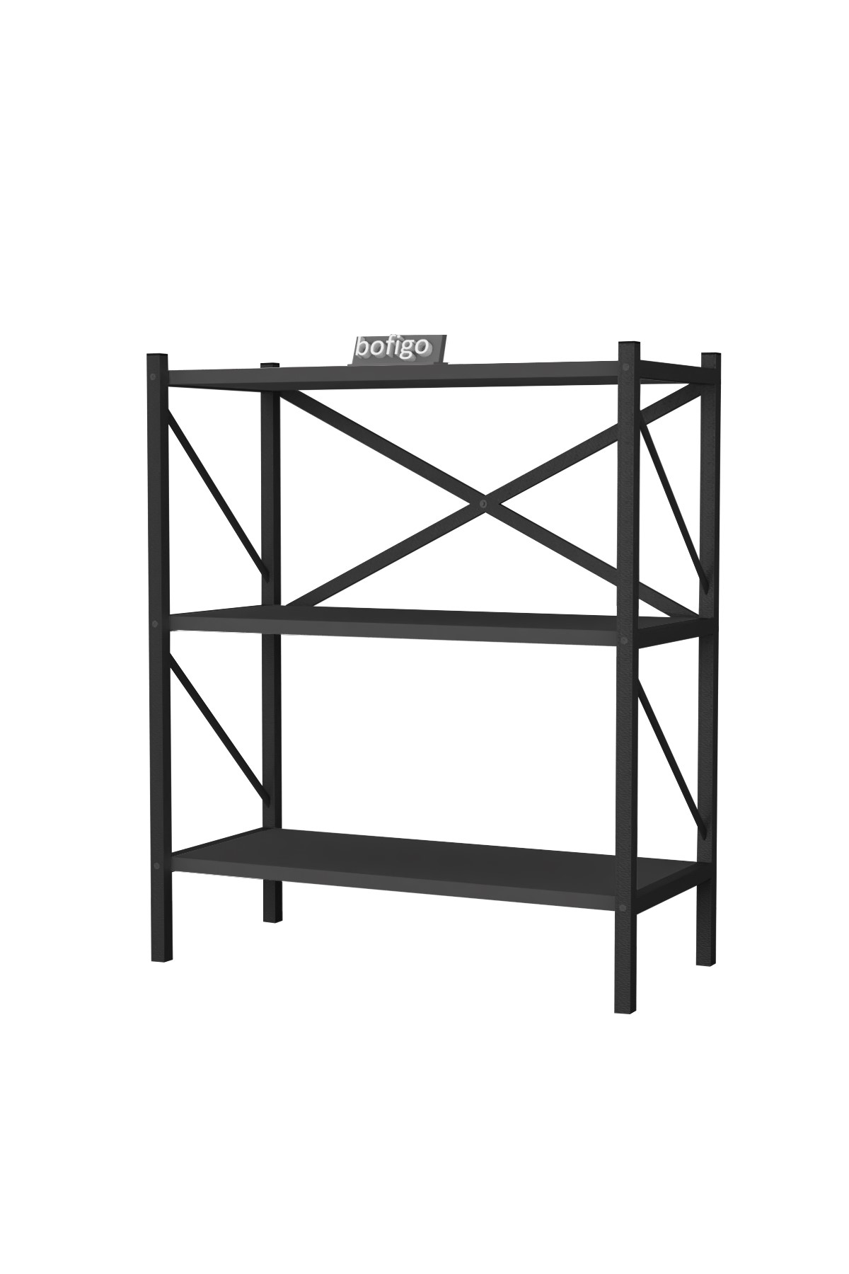 Bofigo Dekoratif 3 Raflı Kitaplık Metal Kitaplık Perge Antrasit