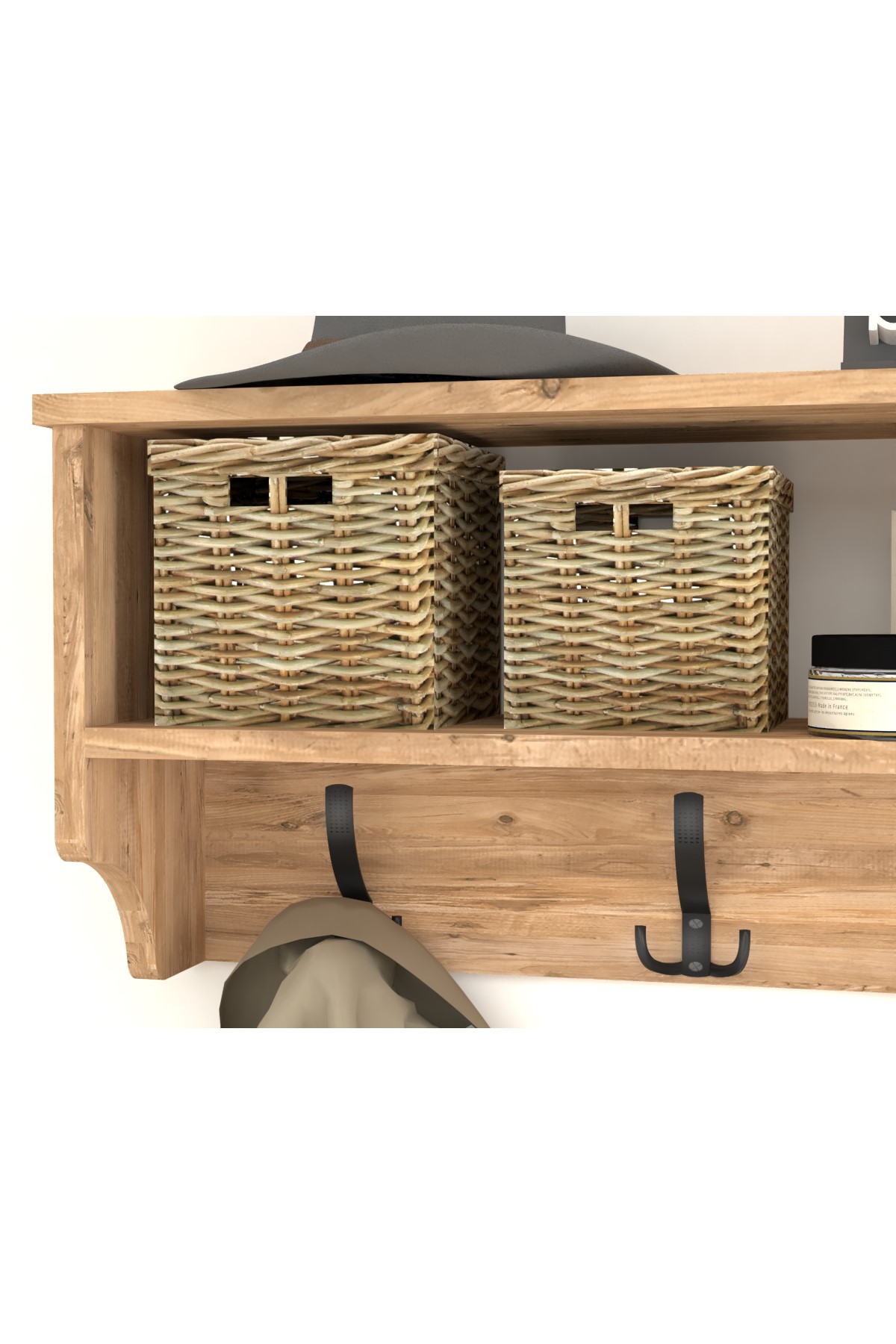 Bofigo Portmanto Duvar Askılığı Elbise Askılığı Raflı Duvar Askılığı 120 Cm Nova Çam