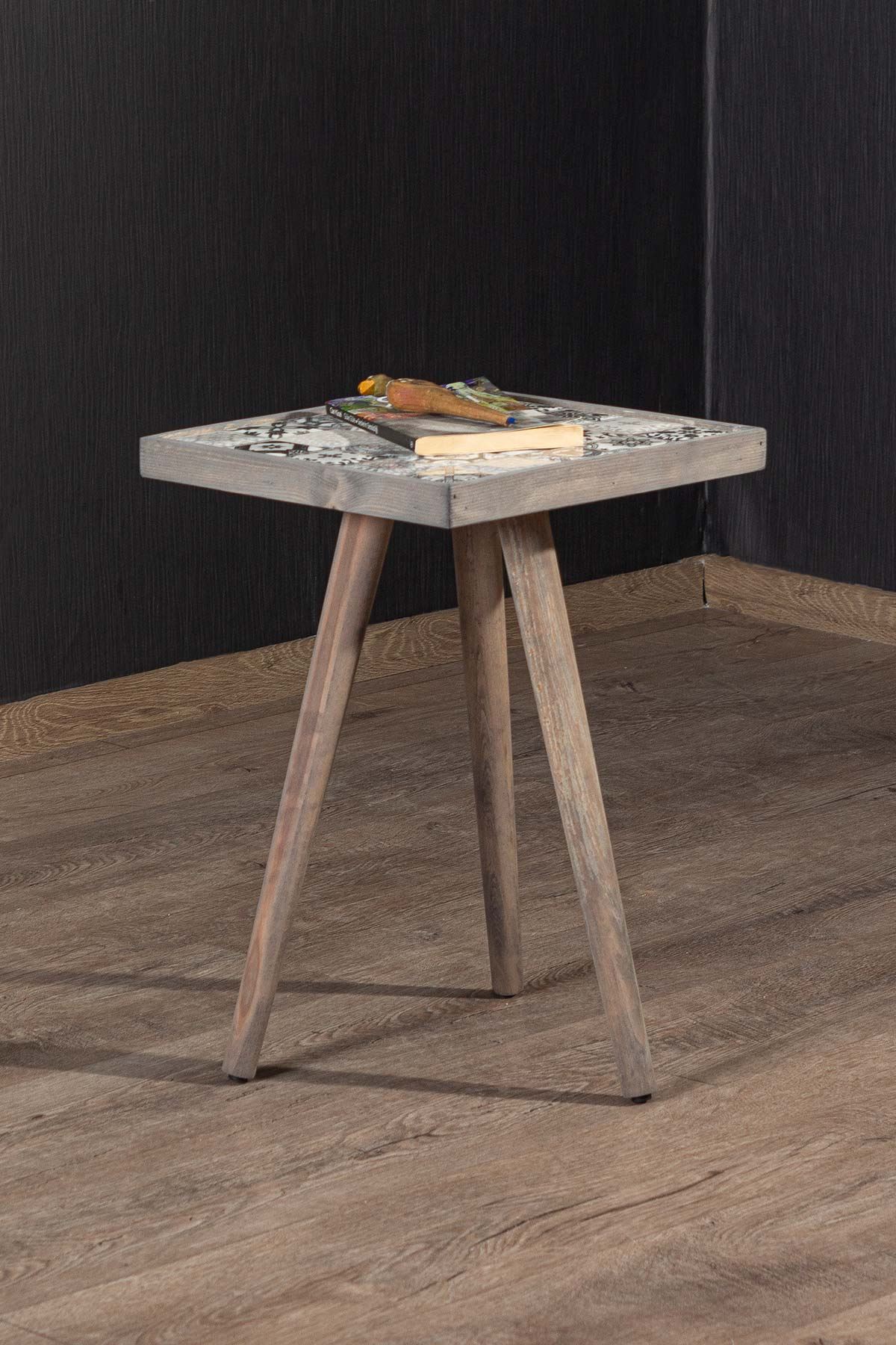 Bofigo Wooden Tile Center Table Wooden Solid Wood Table 32x32 Cm Grey