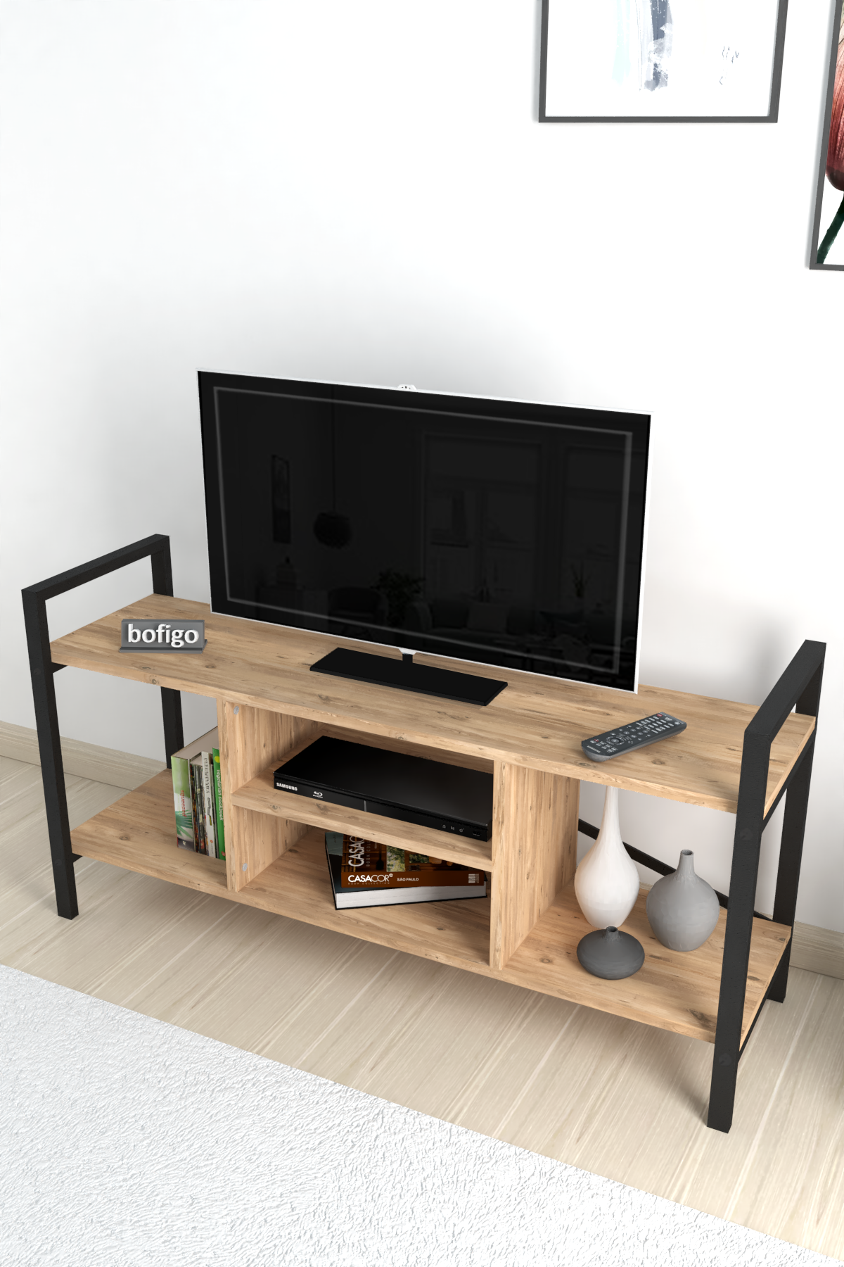 Bofigo TV Stand Shelf TV Unit Television Table Pine