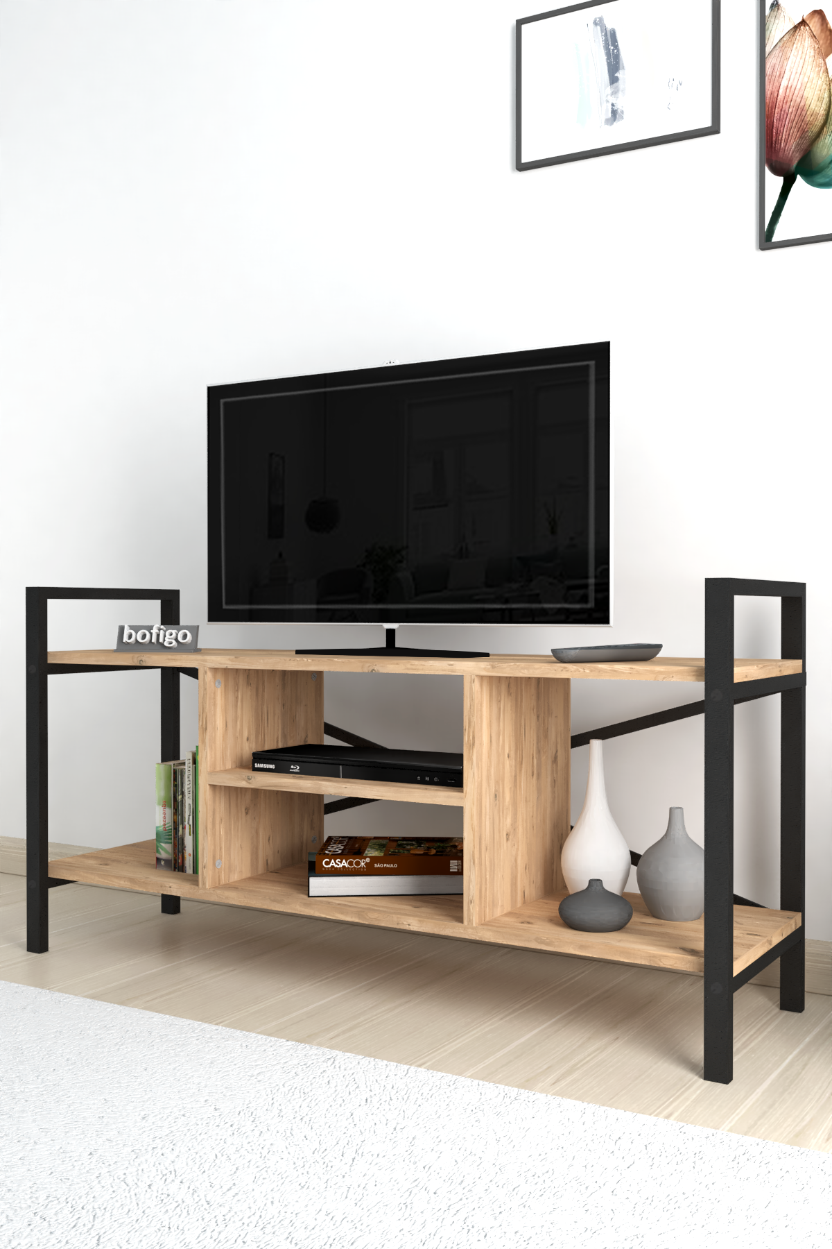 Bofigo TV Stand Shelf TV Unit Television Table Pine