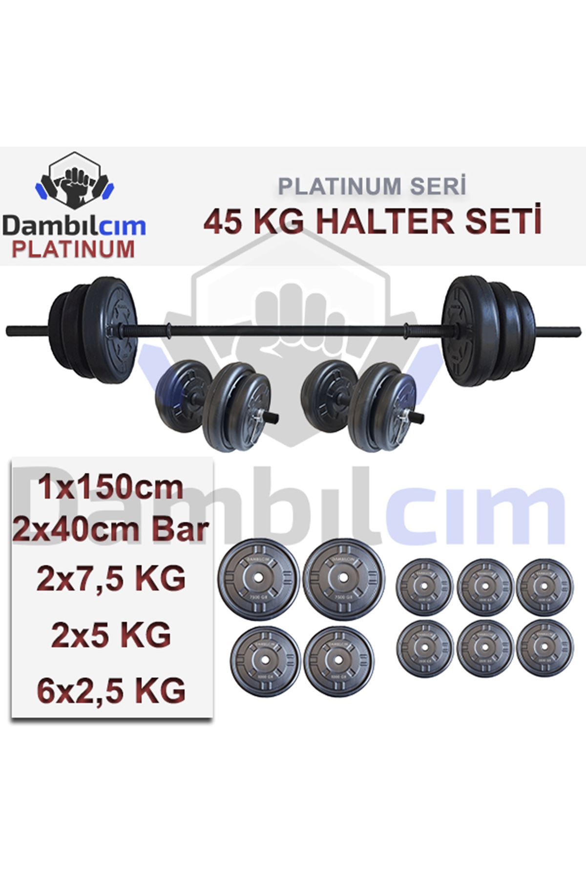 Dumbılcım Platinum 45 KG Barbell Set 45 KG Dumbbell Set Weight Set Bodybuilding Tool