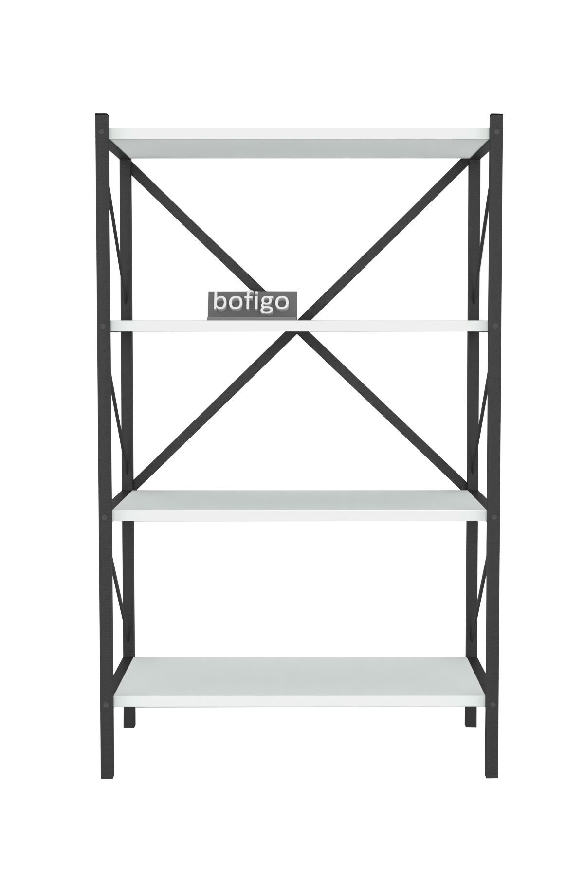 Bofigo Dekoratif 4 Raflı Kitaplık Metal Kitaplık Side Beyaz