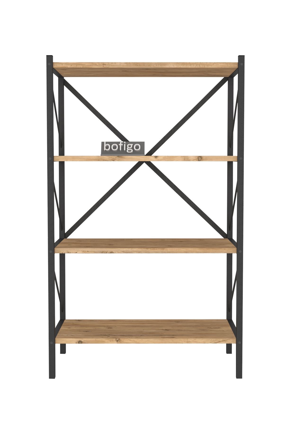 15-09-02 4 Shelves Metal Bookshelf PINE