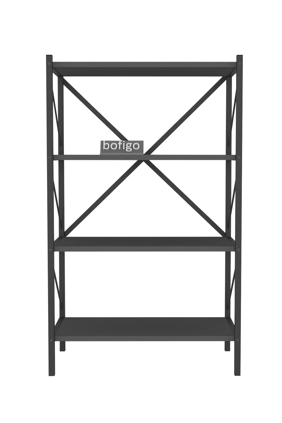 Bofigo Dekoratif 4 Raflı Kitaplık Metal Kitaplık Side Antrasit