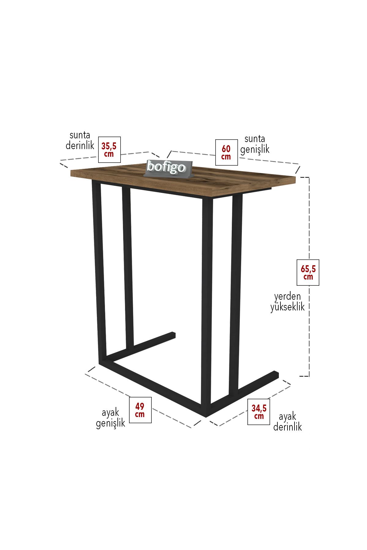 Bofigo Metal Leg Laptop Table Breakfast Table Work Table Anthracite