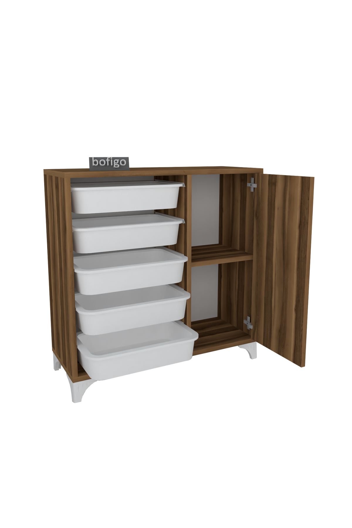 Bofigo 5 Basket Kitchen Cabinet Multi-Purpose Cabinet Crisper Pine