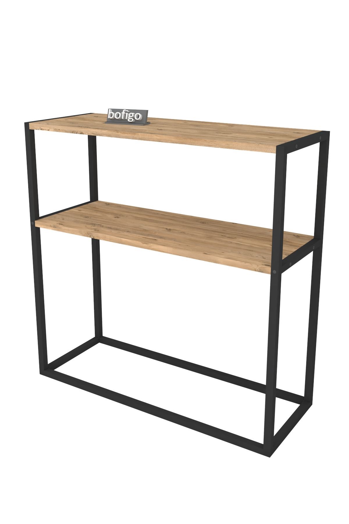 Bofigo Metal Ayaklı Dresuar Dekoratif Raflı Dresuar Konsol Metal Dresuar Tunç Çam