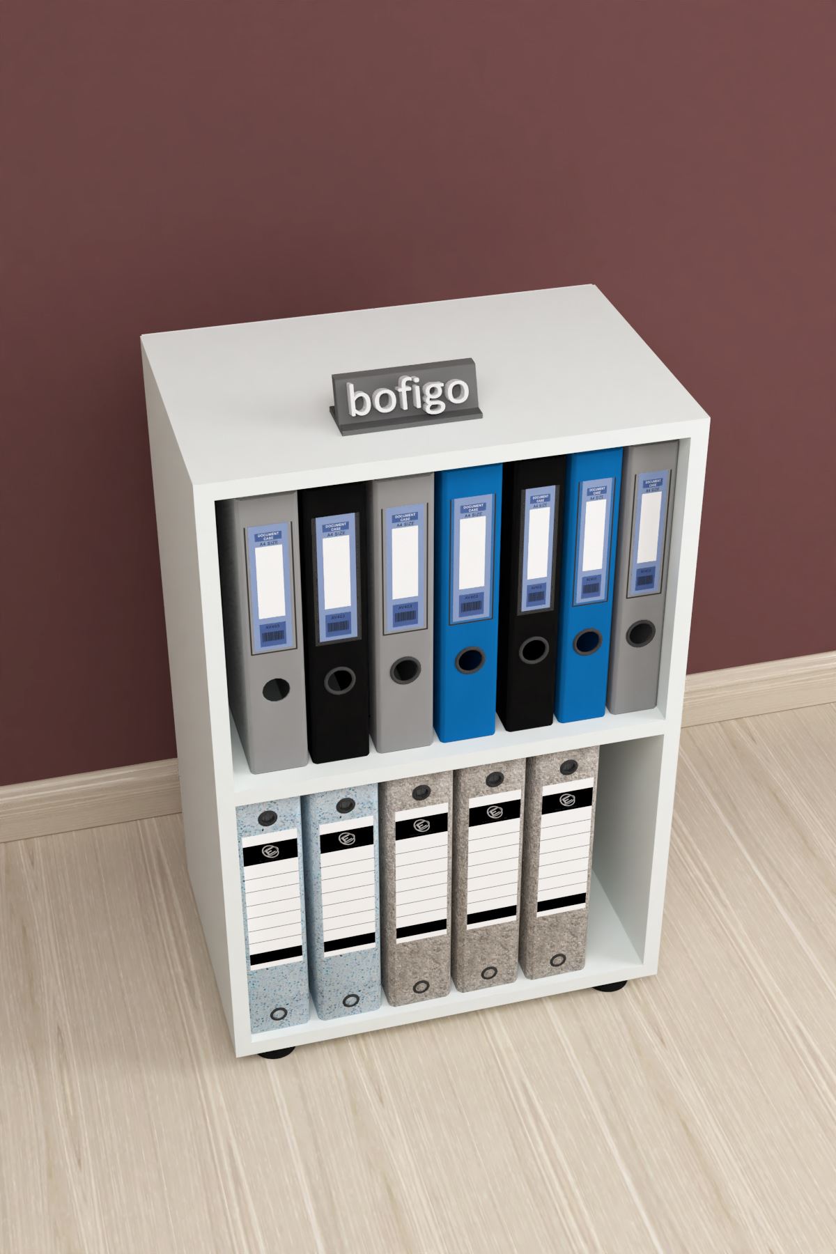 Bofigo 2 Raflı Kitaplık Ofis Dolabı Klasörlük Çok Amaçlı Dolap Mutfak Dolabı Beyaz