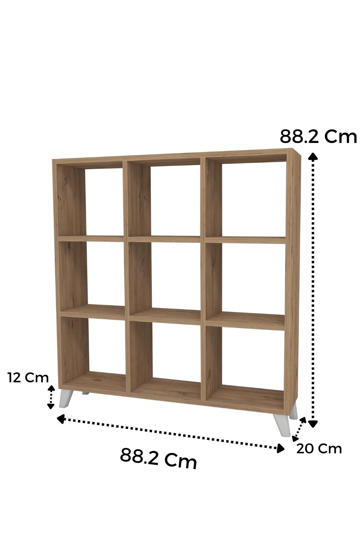 Bofigo Cube Bookshelf with 9 Sections and Shelves Square Bookcase Library Pine