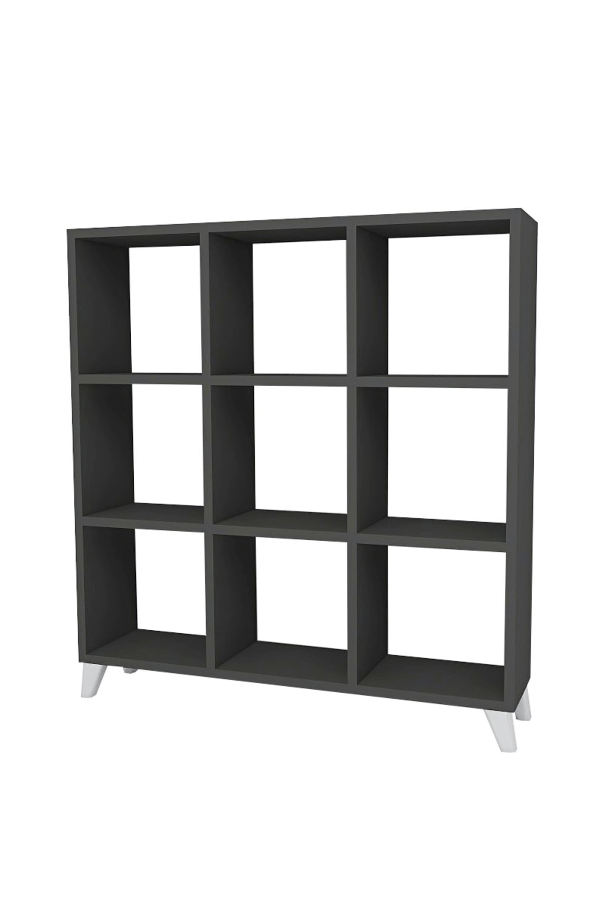Bofigo Cube Bookshelf with 9 Sections and Shelves Square Bookcase Library Anthracite