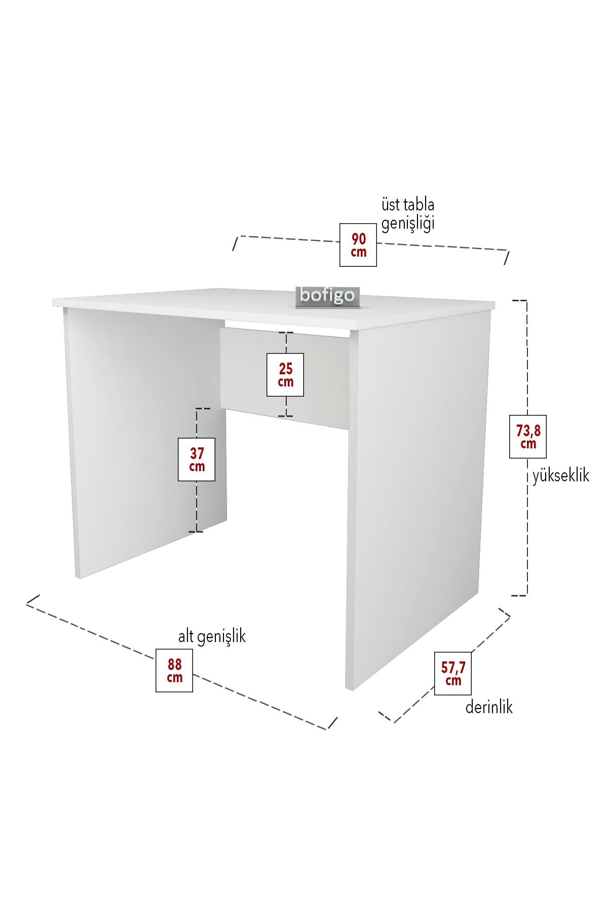Bofigo 60x90 cm Çalışma Masası Bilgisayar Masası Ofis Masası Ders Masası Pamuk Beyaz