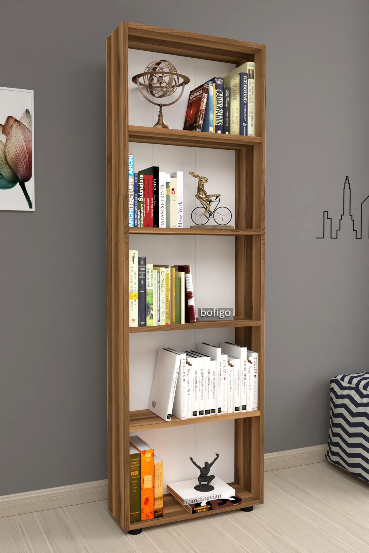 Bofigo Decorative 5 Shelf Bookcase Anthracite