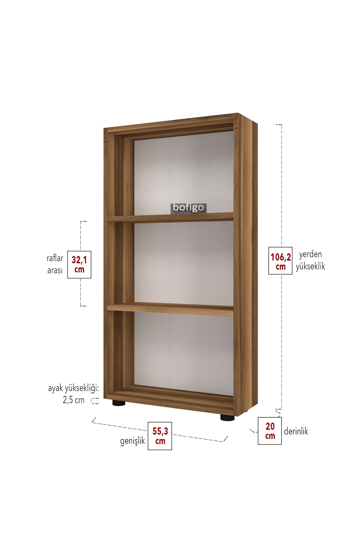 Bofigo Decorative 3 Shelves Bookcase Pine