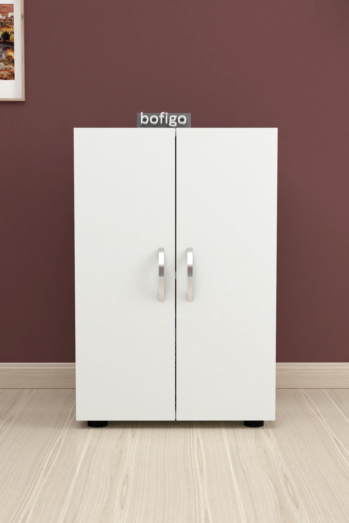 Bofigo 2 Raflı 2 Kapaklı Çok Amaçlı Mutfak Dolabı Banyo Dolabı Çok Amaçlı Dolap Beyaz