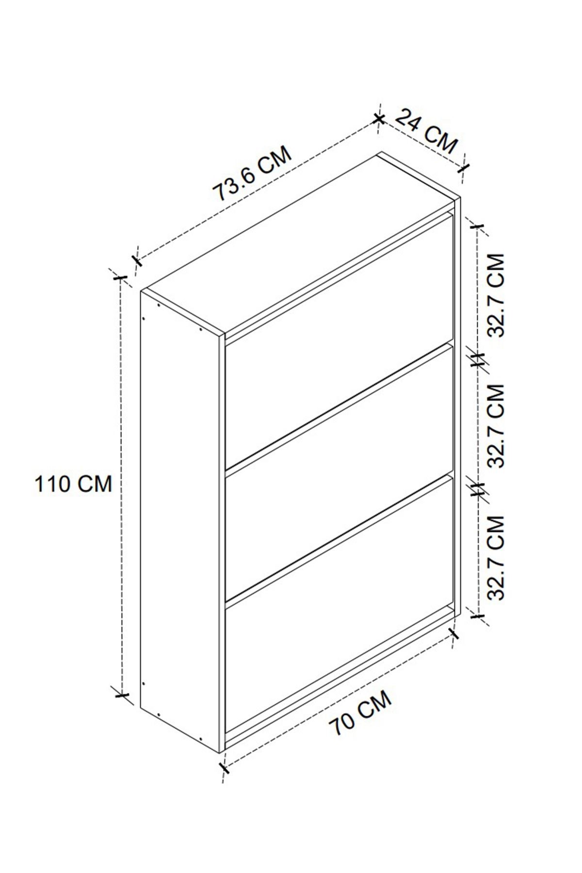 Bofigo Düşer Kapak Ayakkabılık Kayar Raflı Ayakkabılık 3 Bölmeli Ayakkabılık Melek Lidya