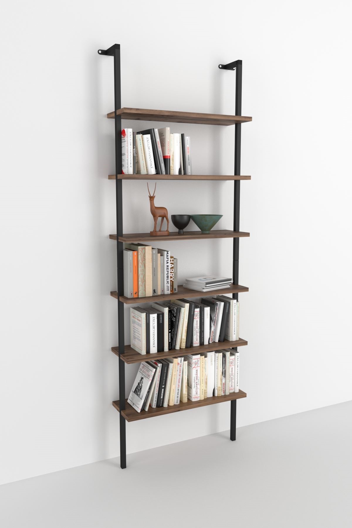 Bofigo 6 Raflı Duvara Monte Kitaplık Dekoratif Kitaplık Rüzgar Lidya