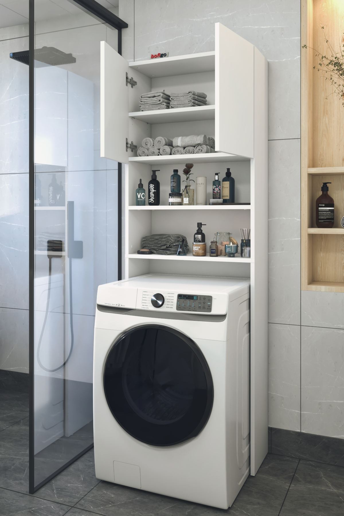Bofigo Çamaşır Makinesi Dolabı Kurutma Makinesi Dolabı Banyo Dolabı Beyaz