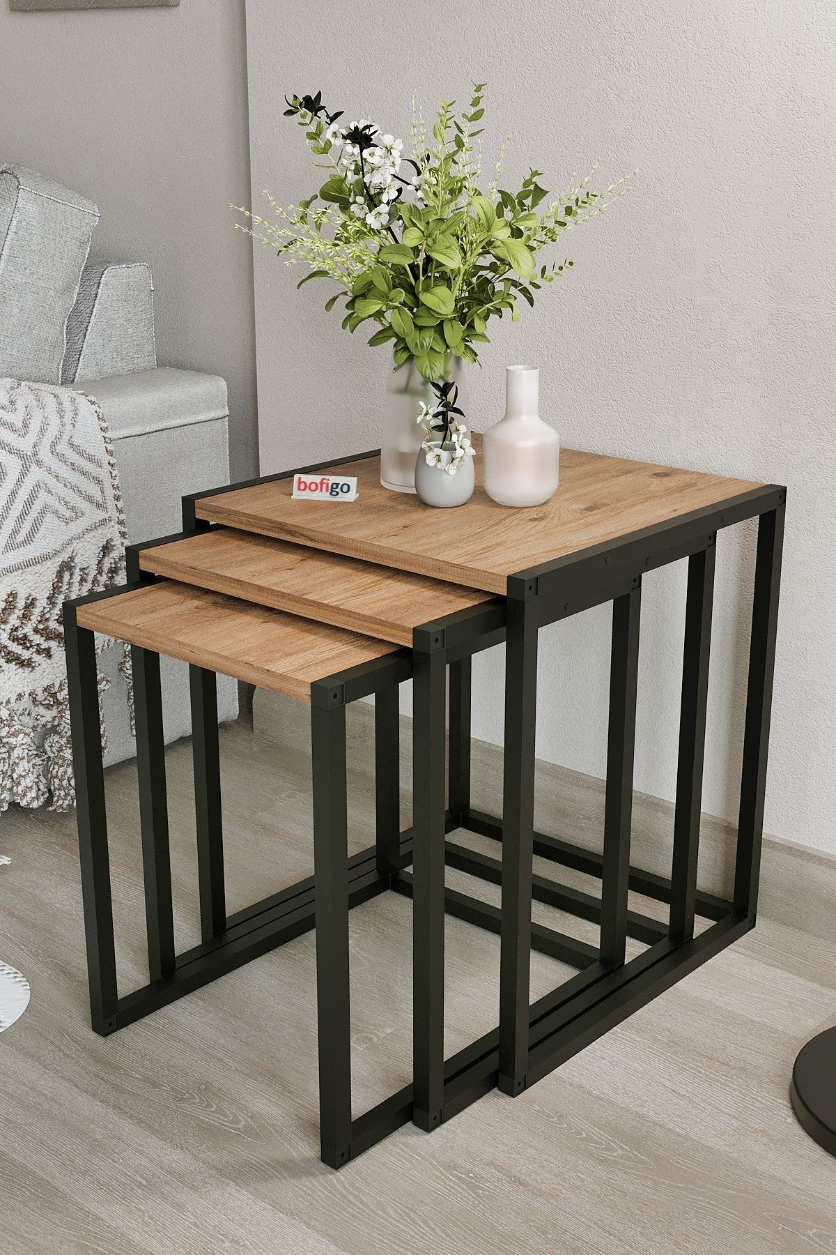22-30-02 Metal Nesting Table PINE