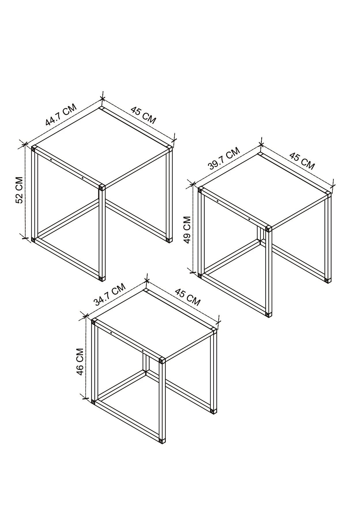 22-30-02 Metal Nesting Table PINE