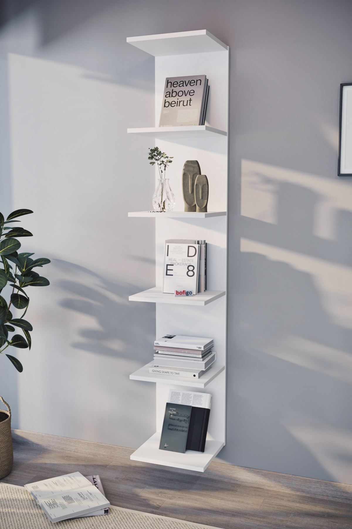 15-07-01 Wall Mounted Bookcase WHITE