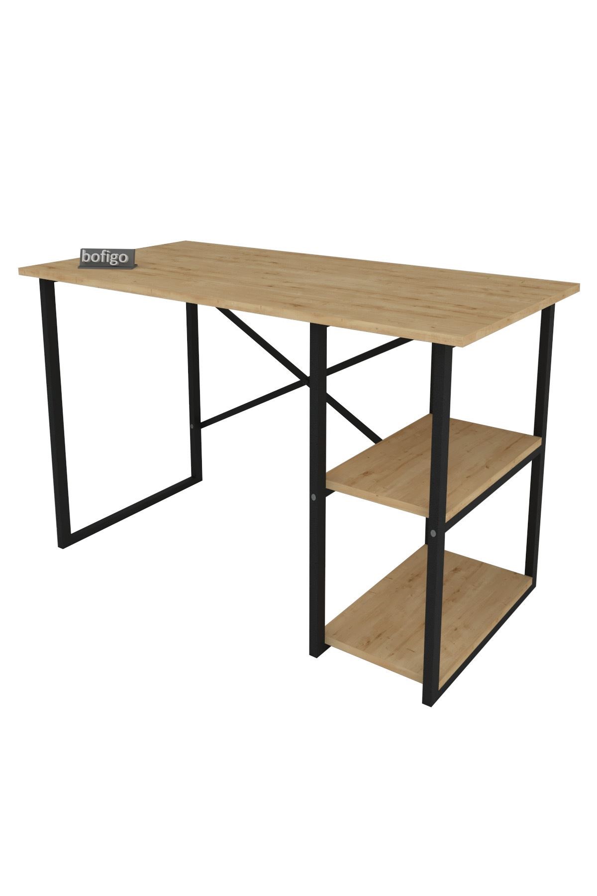 Bofigo 60x120 cm 2 Raflı Çalışma Masası Bilgisayar Masası Ofis Ders Yemek Masası Kafka Safir Meşe