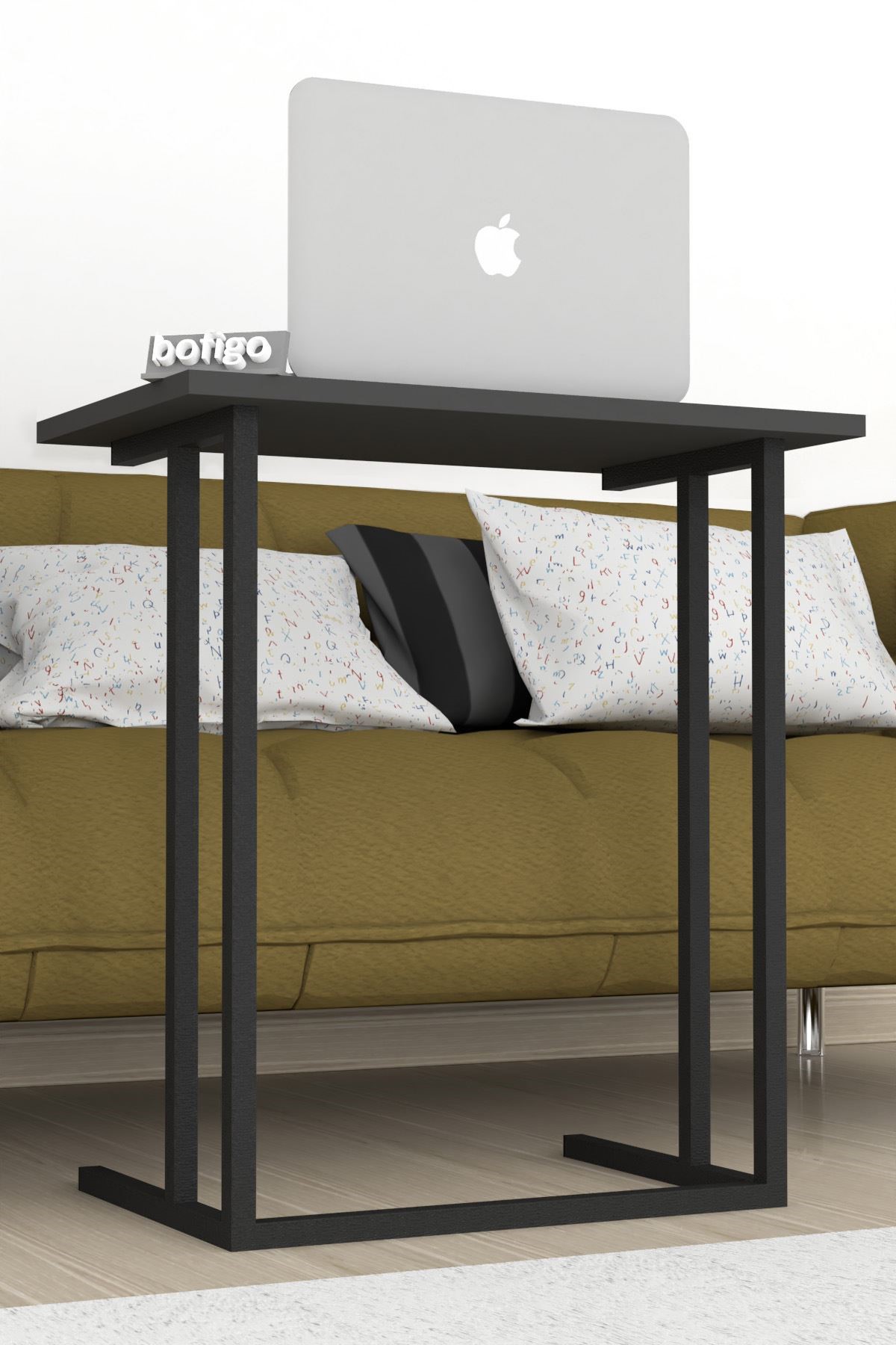 Bofigo Metal Ayaklı Laptop Sehpası Kahvaltı Masası Çalışma Sehpası Antrasit