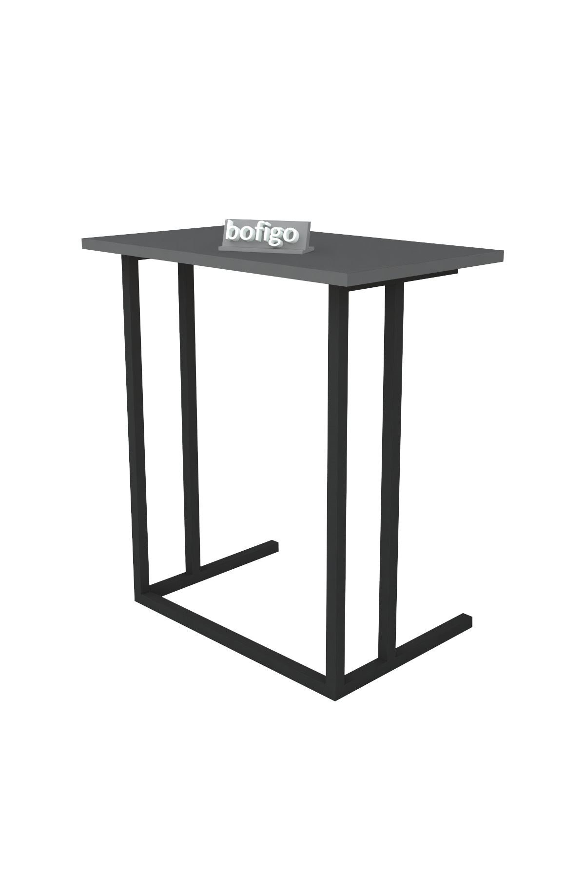 Bofigo Metal Ayaklı Laptop Sehpası Kahvaltı Masası Çalışma Sehpası Antrasit