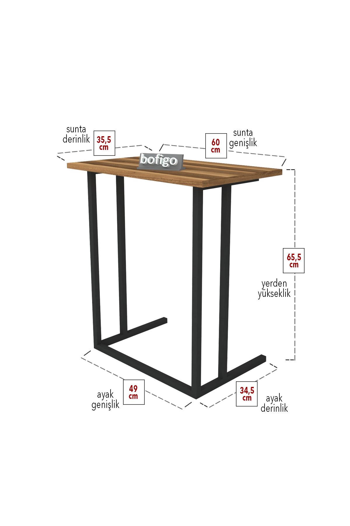 Bofigo Metal Leg Laptop Table Breakfast Table Work Table Anthracite