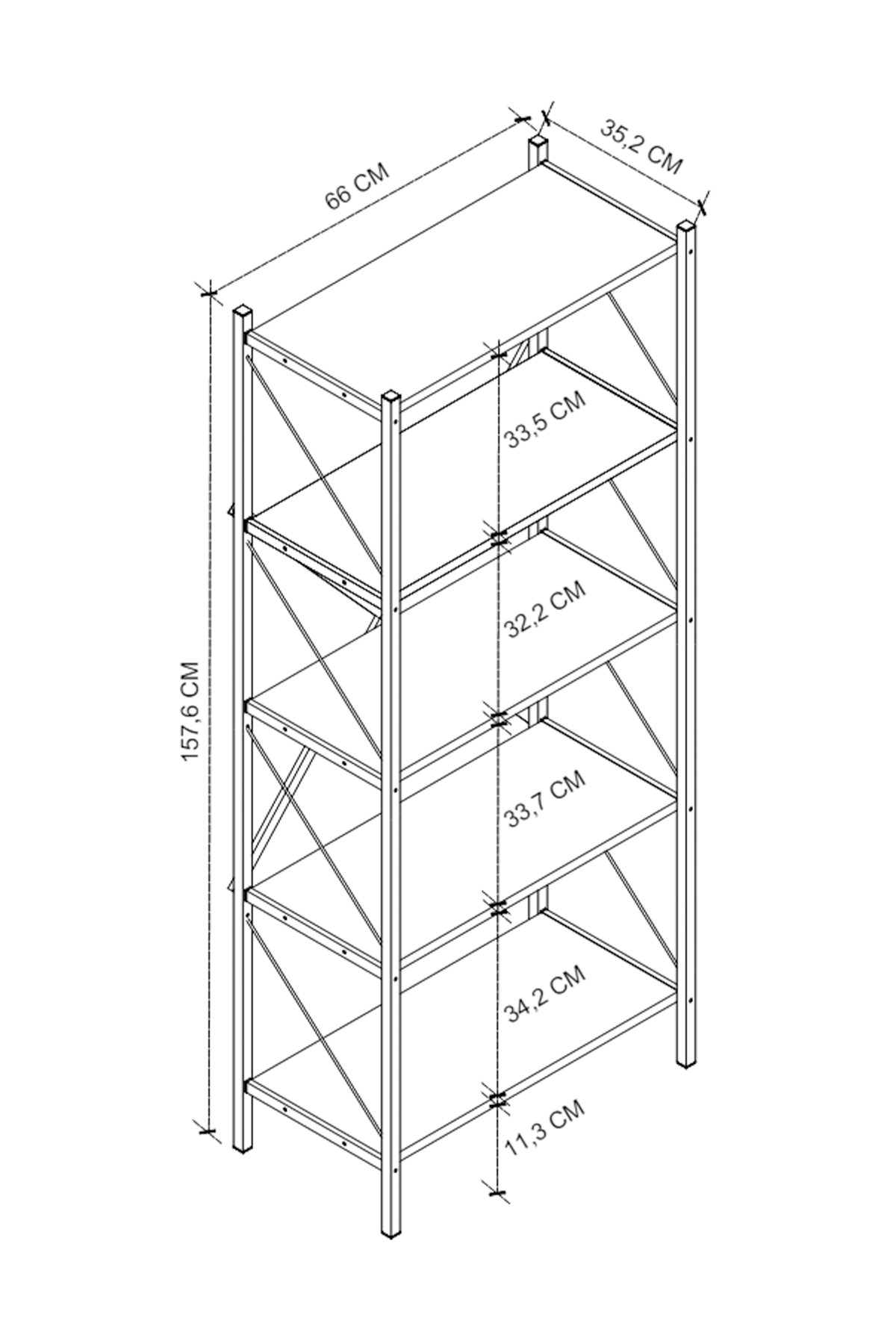 15-01-17 5 Shelves Metal Bookshelf LIDYA