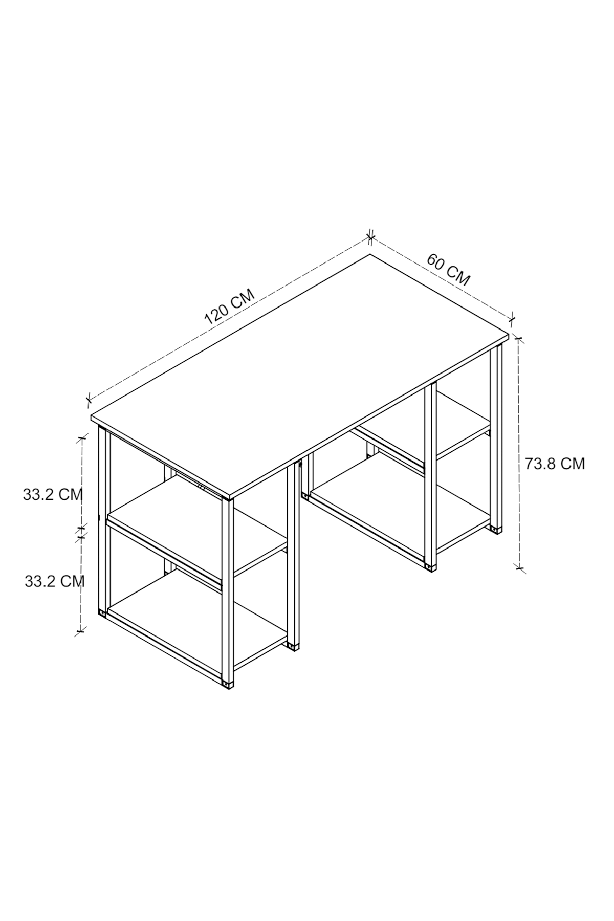 20-04-08 60x120 Cm 4 Shelves Metal Study Desk ANTHRACITE