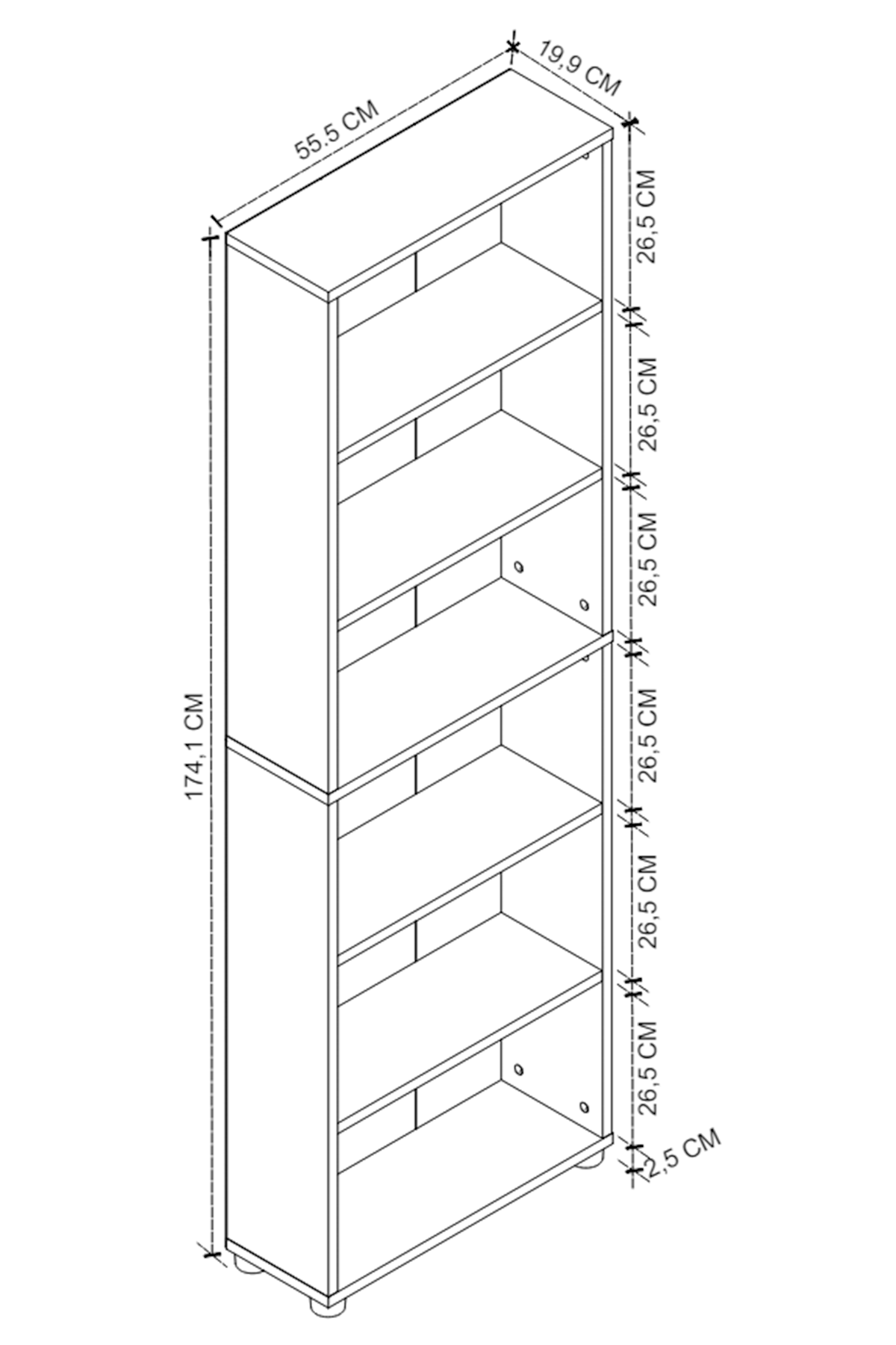 Bofigo 6 Raflı Kitaplık Dekoratif Kitaplık Modern Kitaplık Poyraz Antrasit