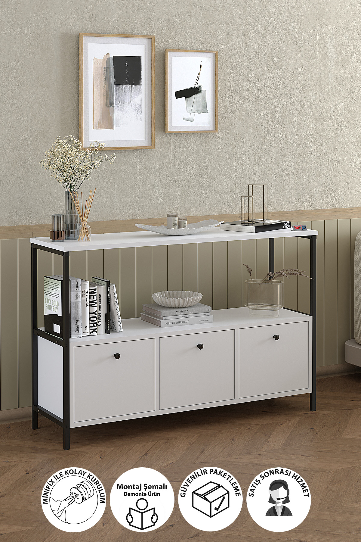 29-03-01 Console with Flap Door WHITE