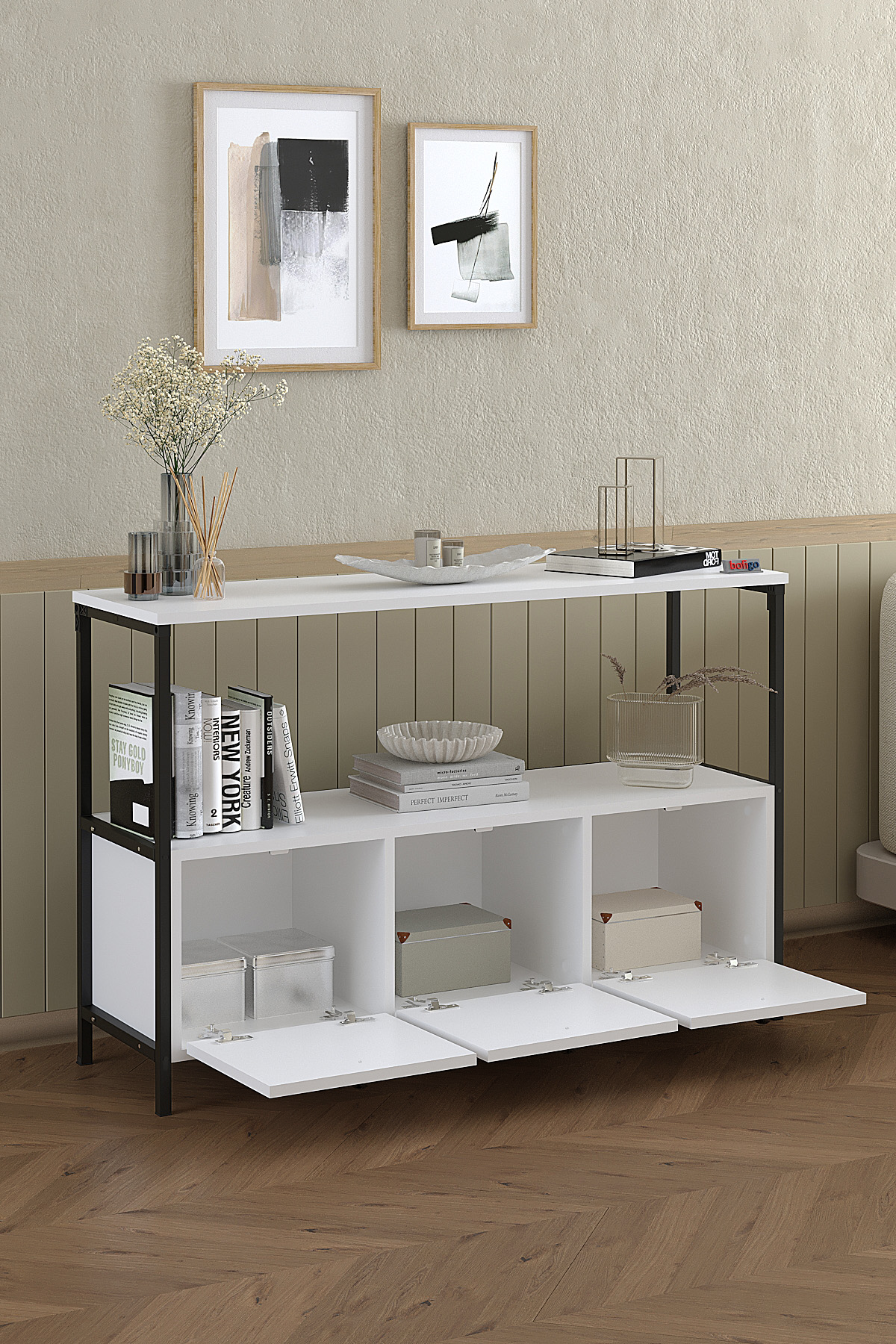 29-03-01 Console with Flap Door WHITE