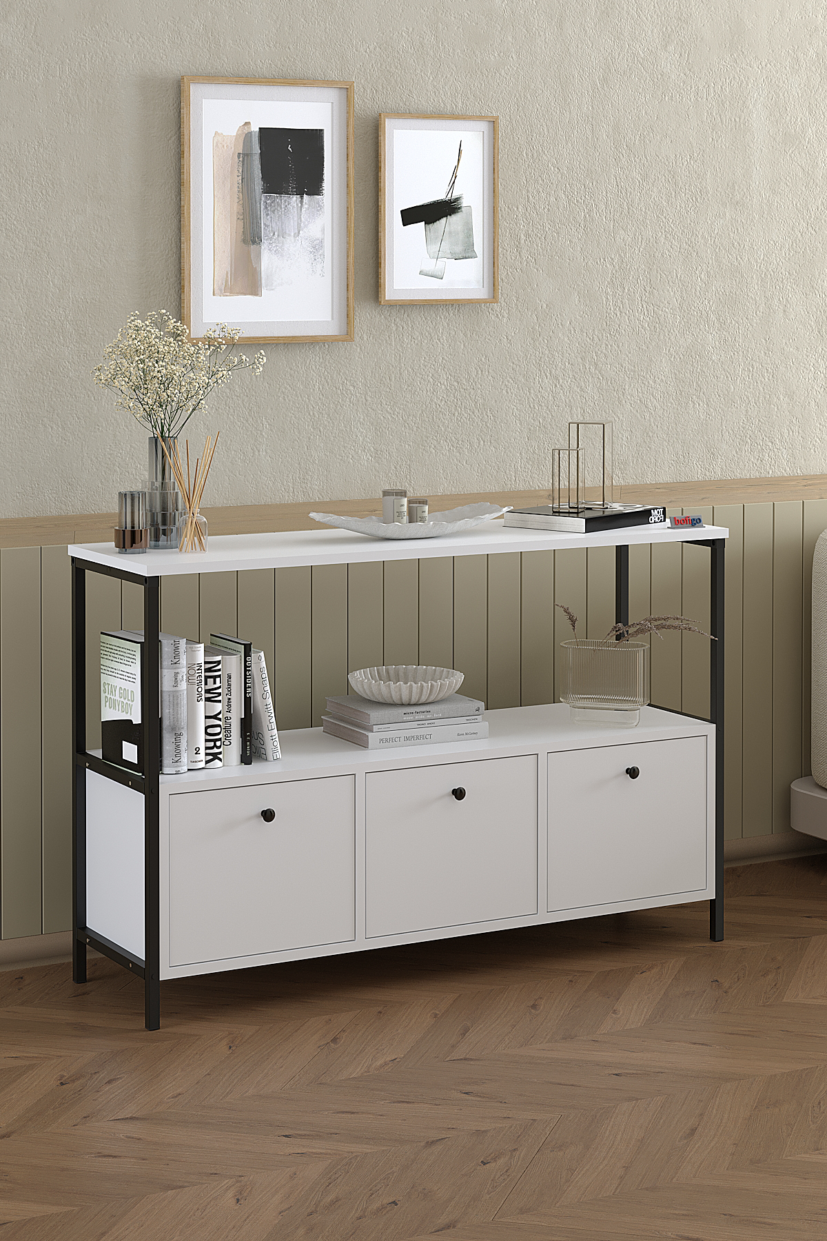 29-03-01 Console with Flap Door WHITE