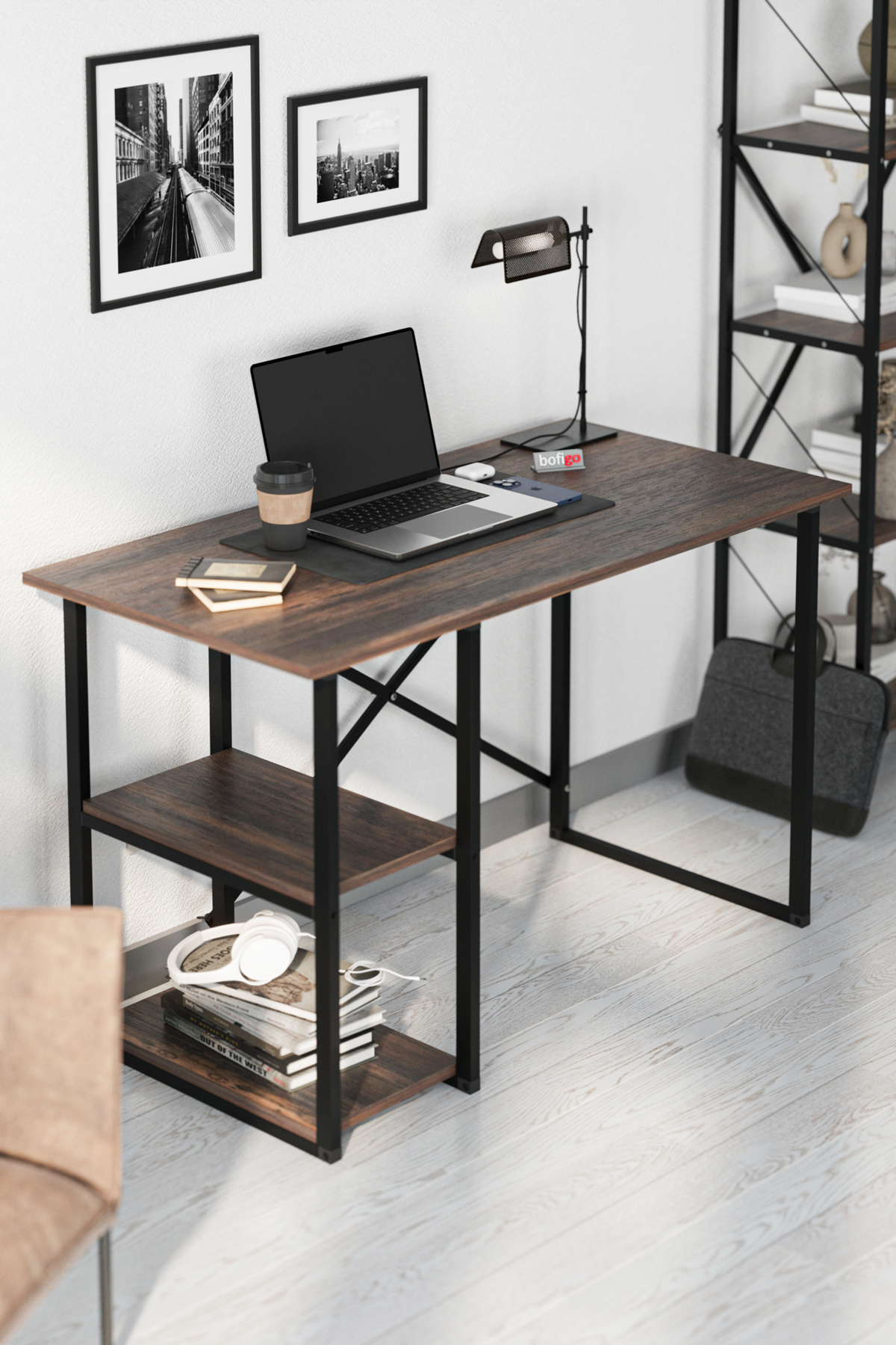 20-02-13 60x120 Cm 2 Shelves Metal Study Desk MARS