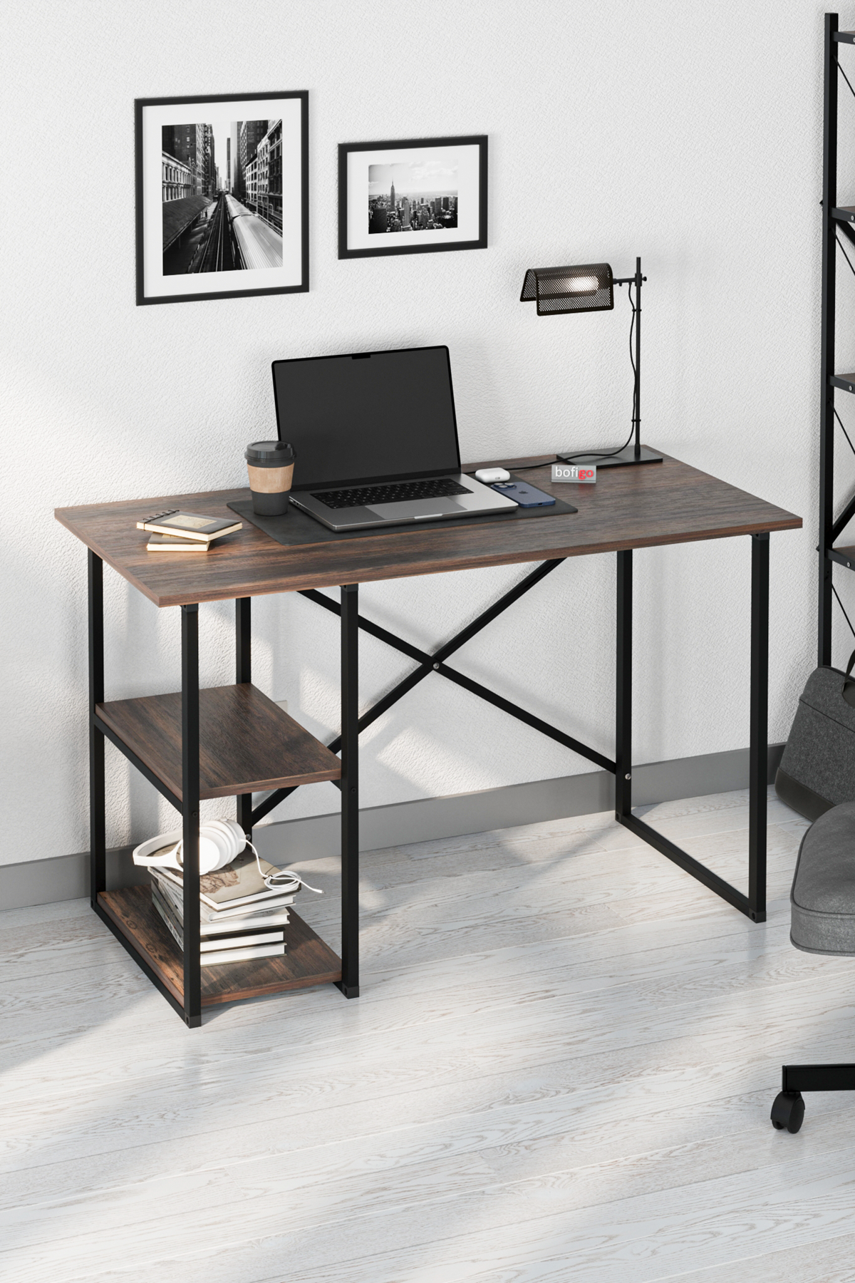 20-02-13 60x120 Cm 2 Shelves Metal Study Desk MARS