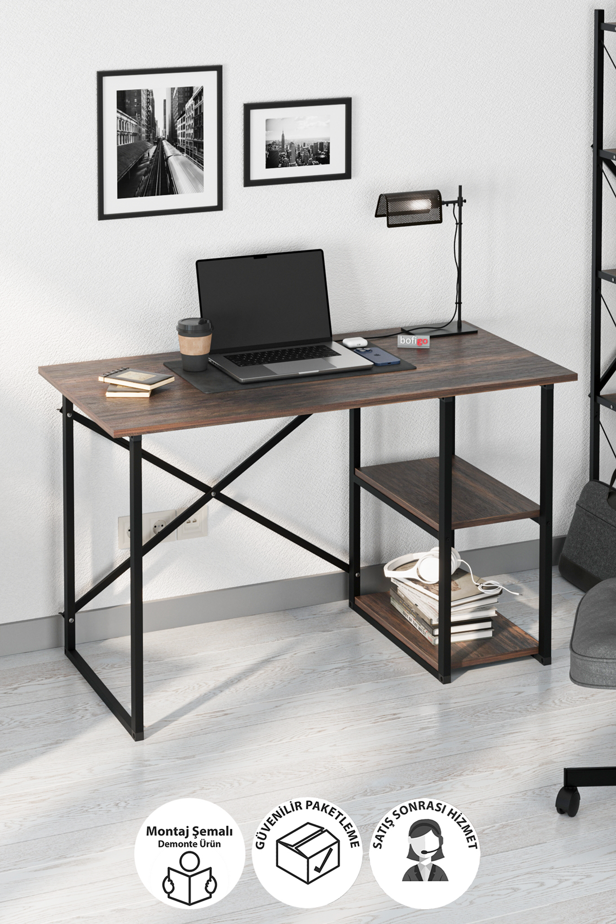 20-02-13 60x120 Cm 2 Shelves Metal Study Desk MARS