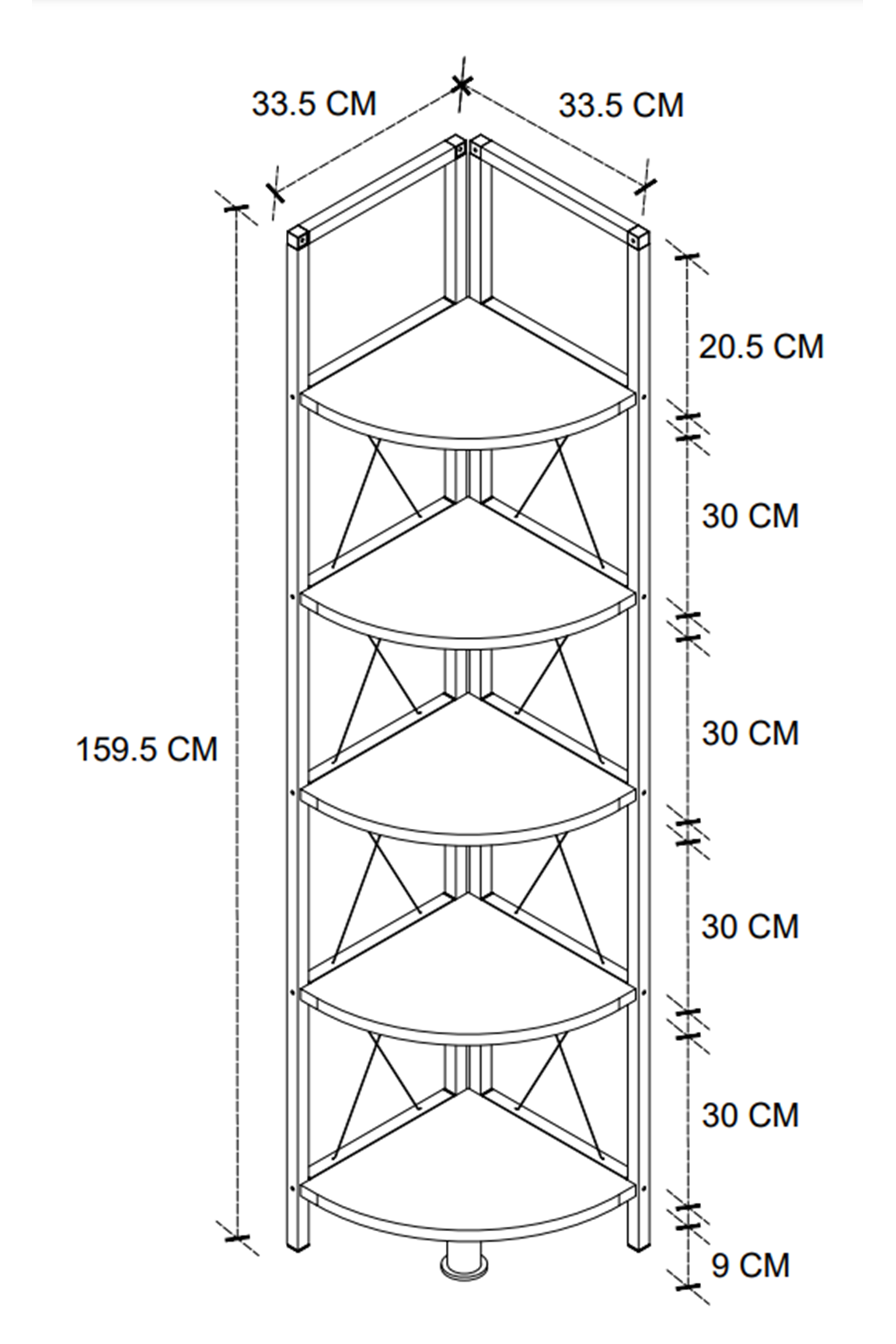 15-15-02 Metal Corner Bookshelf PINE