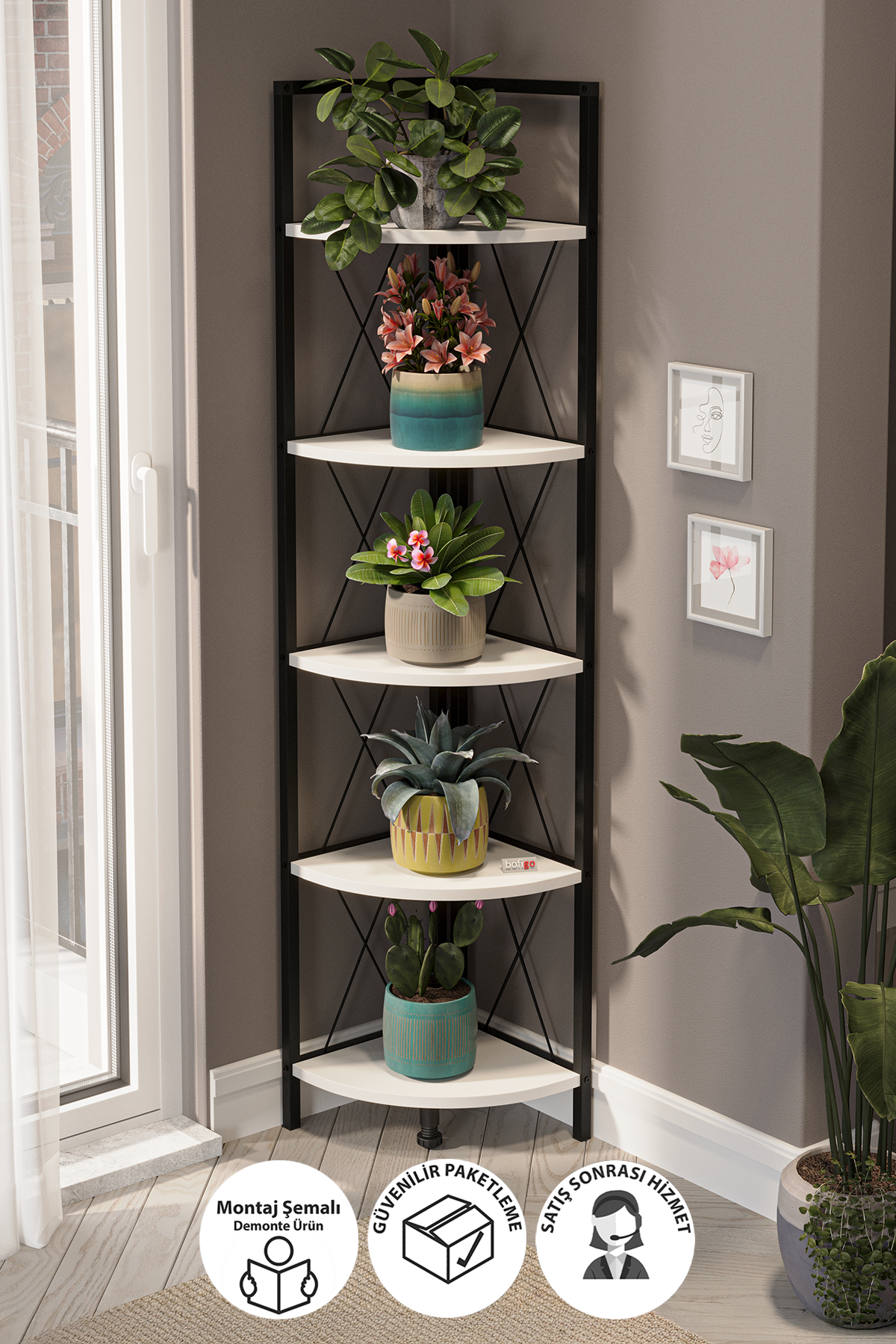 15-15-01 Metal Corner Bookshelf WHITE