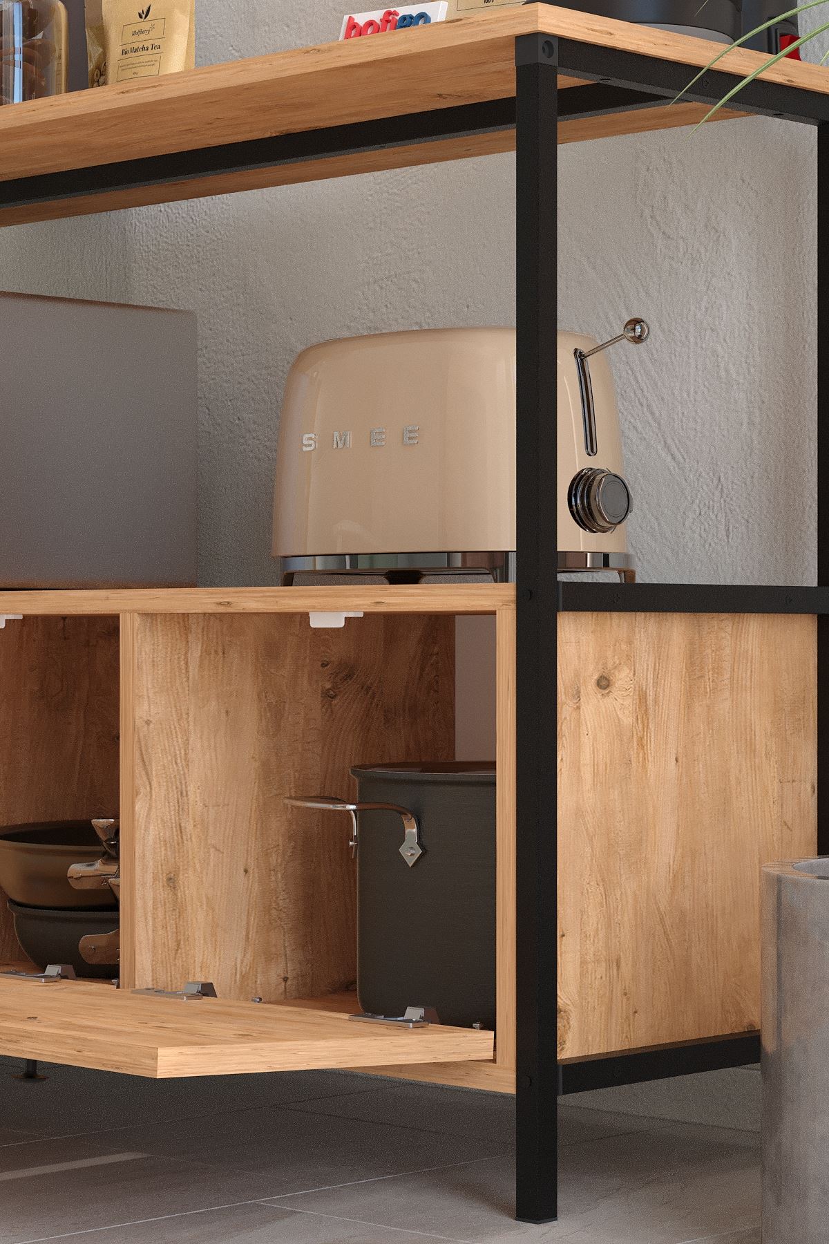 29-03-02 Console with Flap Door PINE