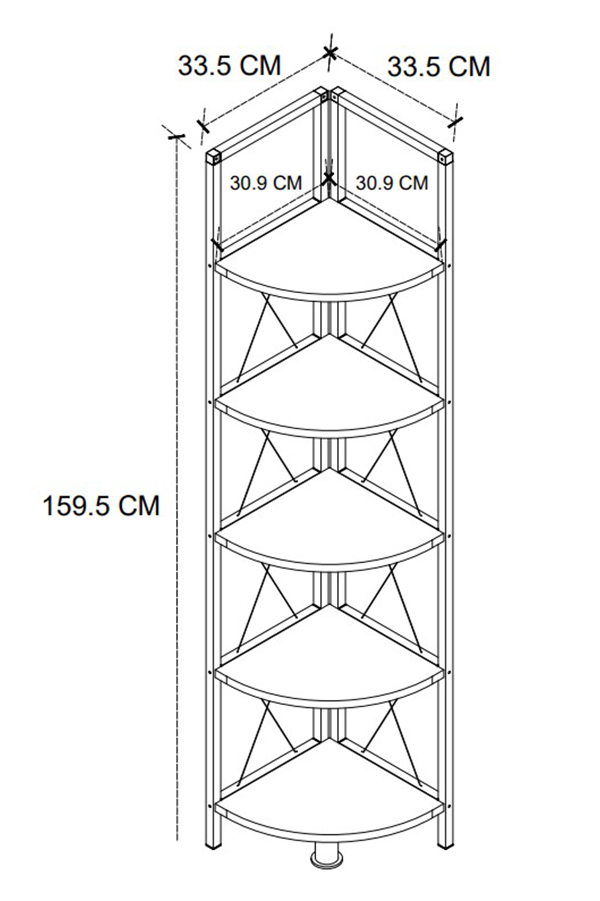Bofigo 5 Raflı Metal Köşe Kitaplık Rafı Dekoratif Aksesuar Rafı Halikarnas Beyaz