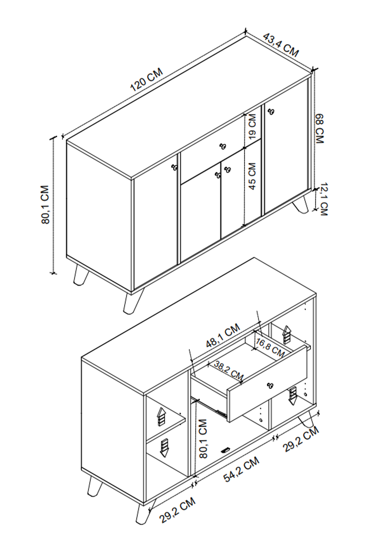 12-47-41 4-Door Multi-Purpose Storage Cabinet with Drawers SAPPHIRE OAK-WHITE