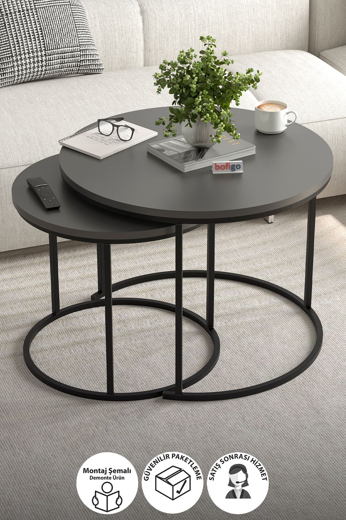 22-61-08 Nesting Coffee Table Set of 2 ANTHRACITE