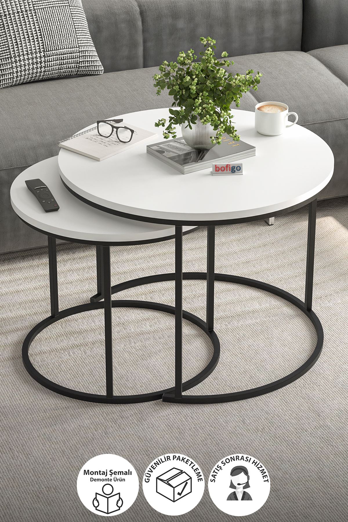 22-61-01 Nesting Coffee Table Set of 2 WHITE