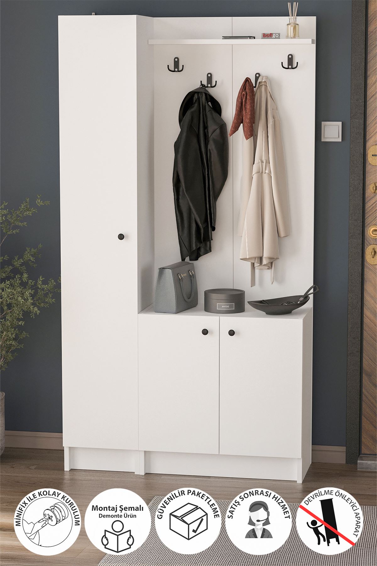 21-14-14 Entryway Coat Hanger WHITE