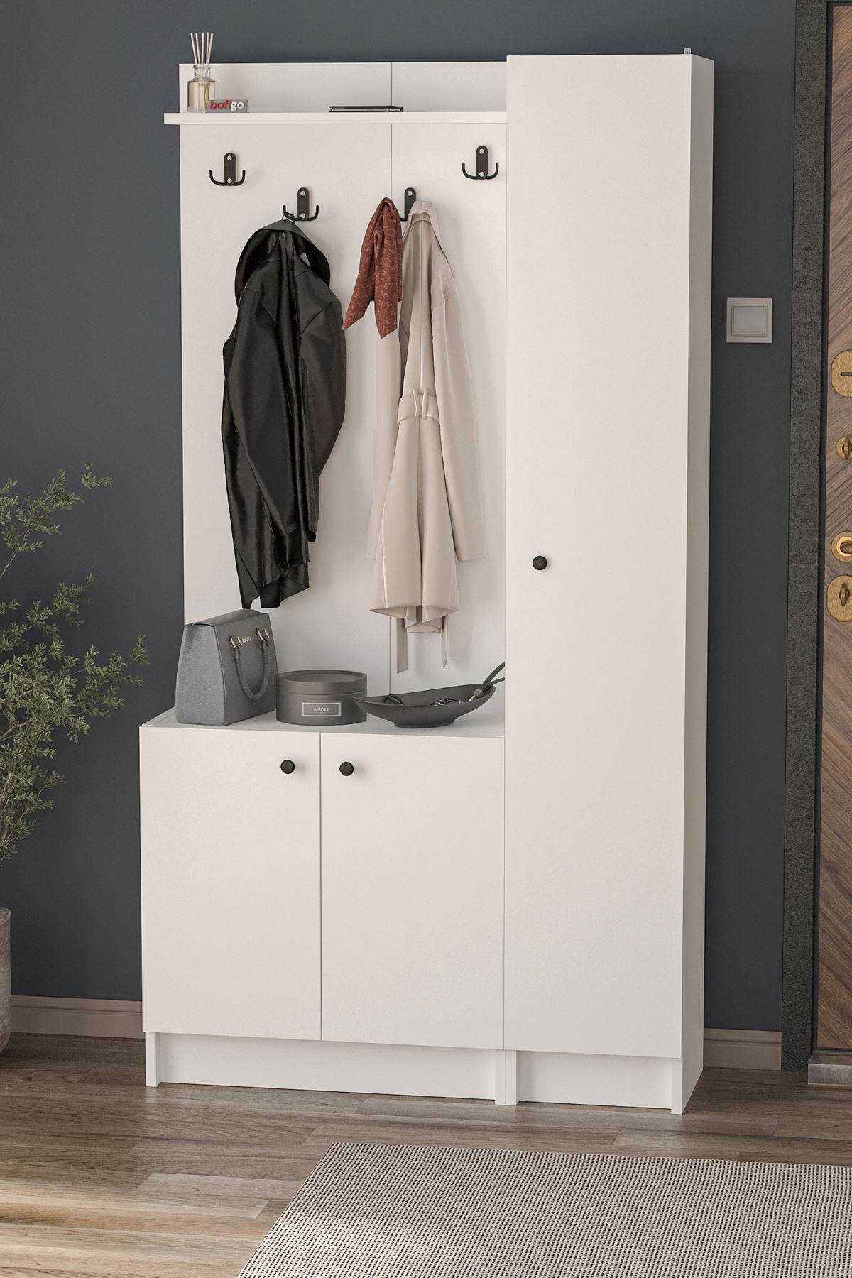 21-14-14 Entryway Coat Hanger WHITE